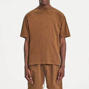 Camisetas Casuales de Verano de Algodón Pesado, Cuello Redondo Vintage, Corte Holgado, Lisas, Personalizables, 100% Algodón, para Hombre, Talla Grande - Product Image 4