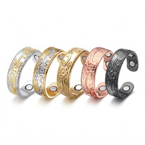 Anel de Cobre Vintage Autêntico em 5 Cores com 2 e 4 Ímãs, Anel de Inlay de Cobre 99,9% Puro para Mulheres, Presente de Casamento e Noivado - Product Image 1