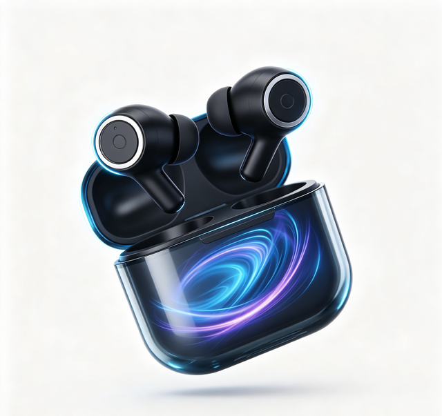 Swirl Neon Light Transparent Case Wireless Earbuds