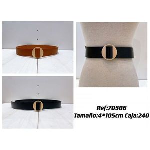 Ceinture en cuir véritable 4x105cm noire et marron avec boucle dorée pour femmes et hommes - Product Image 3