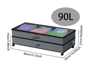 Extensible Square Under-Bed <b>Storage</b> Rollable Containers Clear Lid Foldable Bed Drawer 90L Capacity Fabric Shoe Organizer - Product Image 2