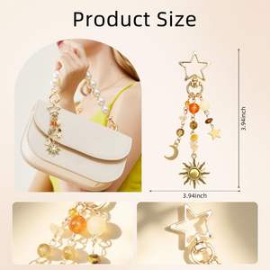 Llavero de Sol y Luna con Cuentas de Estrellas Coloridas y Dijes de Piedras Preciosas, Adorno Estético para Bolsos de Mujer y Hombre, Decoración para Mochilas - Product Image 4