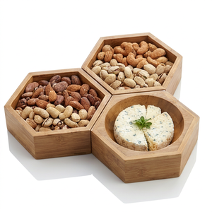 <b>Bamboo</b> Hexagon Serving Tray Storage <b>Container</b> with Food Display Holder 3-6L Capacity Modern Design Multifunction Table Use - Product Image 1
