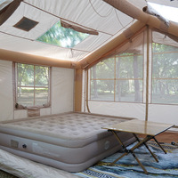 Tente de camping gonflable quatre saisons en tissu Oxford/coton, imperméable 3000 mm, 7,5 2U, porte, capacité 1-2 personnes