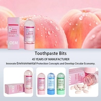 Comprimés de dentifrice probiotiques personnalisés OEM saveur pêche – Nettoient l'haleine, rafraîchissent la bouche – Granulés de bain de bouche portables pour usage extérieur