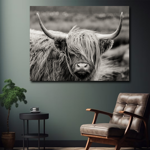 Pintura de ganado de las Tierras Altas escocesas, póster de animales en blanco y negro, imagen impresa, lienzo nórdico, marco de pared, decoración artística - Product Image 4