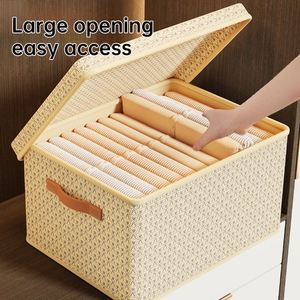 Boîtes de rangement en tissu non tissé en gros, boîte de rangement pour vêtements avec couvercle, boîte de rangement de grande capacité pour la maison, organisateur de tiroirs - Product Image 4