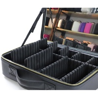 Trousse de Maquillage Professionnelle Grande Capacité avec Séparateurs Ajustables, Fermeture Éclair, Matériau PU, Sac de Toilette de Luxe avec Miroir