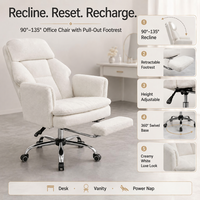 Chaise de bureau moderne à jambes croisées, réglable en hauteur, ergonomique, avec accoudoirs ajustables, en polaire Sherpa, chaise d'ordinateur pour la maison avec siège pour animal de compagnie