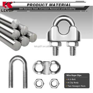 LEKUP Vente d'usine – Fixation <span class=keywords><strong>en</strong></span> U <span class=keywords><strong>en</strong></span> acier inoxydable 304, 5/16 pouces, M8, pour câble métallique, <span class=keywords><strong>en</strong></span> stock - Product Image 3
