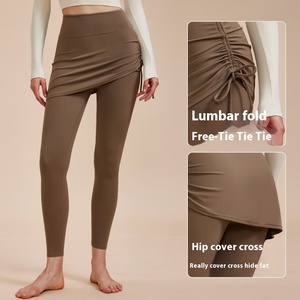 Femmes taille haute élastique danse Fitness pantalons de sport minceur Yoga Leggings cordon hanche couvrant <span class=keywords><strong>jupe</strong></span> solide pour le printemps - Product Image 1