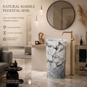 <span class=keywords><strong>Lavabo</strong></span> <span class=keywords><strong>a</strong></span> colonna in marmo bianco Elefante su misura, lavorato artigianalmente, monolitico, lucidato, per camera da letto - Product Image 2