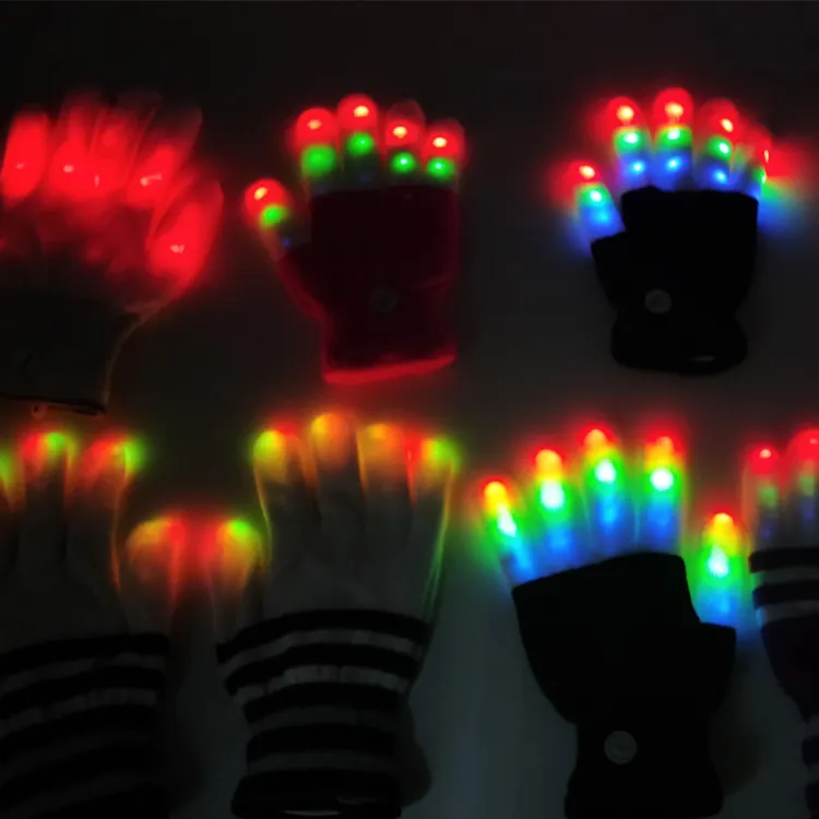 2020 Amazon Hot Sale Novelty Light Up Winter Warm Luminous Finger Gloves Colorful Christmas Flash Kids Led Glove