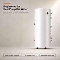 Réservoir d'eau chaude à serpentin unique en acier inoxydable 304 de 300 L, isolation de 50 mm d'épaisseur, économe en énergie pour systèmes de pompe à chaleur domestiques et hôteliers