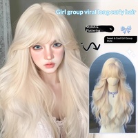 Perruque longue pour femme, style Lolita, blond platine, grandes boucles ondulées, origine Henan, non teintable, couleur claire, modèle JK complet
