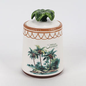 Piring keramik desain pohon palem kreatif, piring Salad mangkuk makanan penutup - Product Image 4