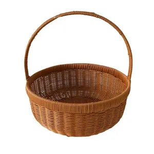 Handmade Pastoral Grande Oval Rattan Woven Storage Basket Armazenamento De Cozinha E Organização Acessórios