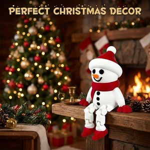 3D Printed Articulated Snowman Figurine Movable Joint Christmas Table Decor <b>Santa</b> Hat Winter Holiday Desktop Ornament Gift - Product Image 5