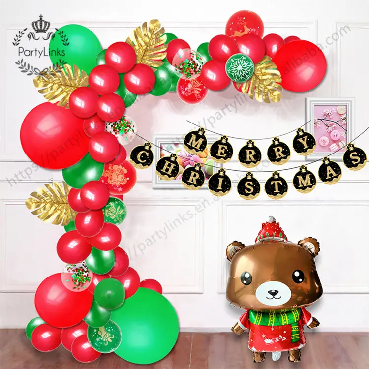 Christmas Bear 83 Pcs Set Christmas Decoration Balloons Hang Happy New Year Hotel Home Party Decoration Latex