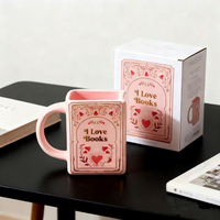 Tasse en céramique The Bookworm's Mug-Novel-Tea avec bordure en forme de cœur et de fleurs, emballage en boîte, cadeau d'affaires, sans danger pour les aliments, réutilisable