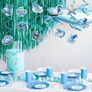 Décorations d'<span class=keywords><strong>anniversaire</strong></span> sur le thème des animaux marins, décorations suspendues en forme de spirale avec des poissons pour un thème sous-marin, fournitures et décorations de fête sur le thème de l'océan - Product Image 4