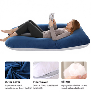 บริการ OEM/ODM หมอนรองครรภ์รูปตัวยูและหมอนให้นมบุตร 2 in 1 สำหรับหญิงตั้งครรภ์ พร้อมปลอกที่ถอดออกได้ - Product Image 3