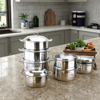 Happycooking Ensemble de gadgets de cuisine en acier inoxydable Simple Double casserole Cocotte Boîte à lunch Art Nouveau Meubles pour usage domestique