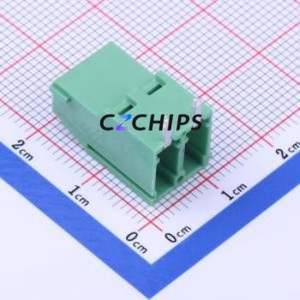 DB129R-5.0-2P-GN-S Screw Terminal Block Bent Lead Through Hole,P=5mm Connector 1x2P 5mm Green Right Angle Insert - Product Image 2