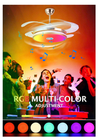 Lustre moderne d'intérieur de 42 pouces, ventilateur de plafond, lampe intelligente RGB, plafonnier LED avec contrôle par application mobile pour la maison et la chambre à coucher