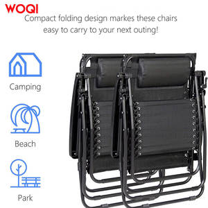 เก้าอี้พับพกพา Woqi พร้อมหลังคาและที่วางแก้ว ปรับเอนได้ ใช้กลางแจ้ง เก้าอี้สนาม สีดำ โครงเหล็กคาร์บอน - Product Image 5