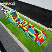 Parcours d'obstacles gonflable commercial pour adultes avec toboggan, grand château gonflable, parcours de saut, jeu de carnaval interactif en plein air