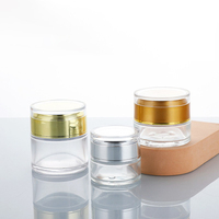 Pot à crème en verre transparent en gros avec couvercle, conteneur cosmétique en vrac à surface mate, forme ronde pour les soins de la peau