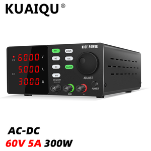 KUAIQU SPPS-S605 manopola di regolazione da laboratorio banco <span class=keywords><strong>DC</strong></span> alimentatore 60V 5A 300W LiFePO4 adattatore batteria <span class=keywords><strong>12V</strong></span> 24V 36V 48V - Product Image 1