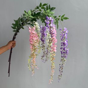 มงกุฎดอกไม้ประดิษฐ์ ดอกวิสทีเรีย ดอกไม้ผ้าไหม สีม่วง ชมพู ขาว กิ่งเดี่ยว ตกแต่งงานแต่งงาน ตกแต่งบ้าน - Product Image 1