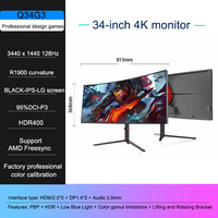 Moniteur de jeu incurvé de 34 pouces, moniteur PC ultra large, 4K 128 Hz, 3440x1440, IPS 1900R, HDR400, GTG 1 ms, audio et DP, HDMI2.0