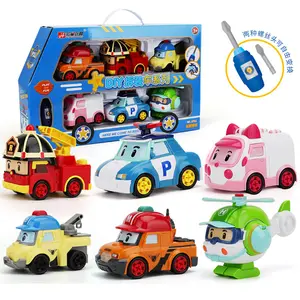 Wholesale Poli Robocar Helly Amber Roy Police Car Fire Truck Airplane Series Inertia Car Toy with Light