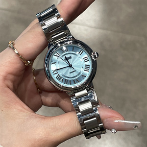 Reloj mecánico para mujer, reloj de pulsera de acero inoxidable, esfera redonda, banda con números romanos, reloj de vestir, uso diario - Product Image 4