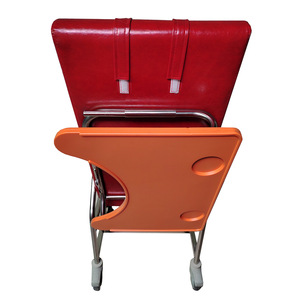 Fauteuil inclinable à dossier haut avec structure en acier inoxydable et revêtement rouge pour usage en maison de retraite - Product Image 3