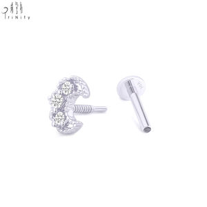 เครื่องประดับเจาะหูทองคำแท้ 14K ดีไซน์พระจันทร์ ประดับเพชรธรรมชาติ คุณภาพสูง ใหม่ เงางาม สวยงาม สำหรับผู้หญิง สวมใส่ได้ทุกวัน - Product Image 5