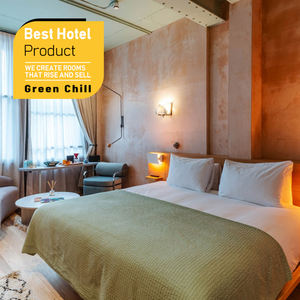 Ensemble de chambre d'hôtel de luxe rétro en bois massif, design vintage, mobilier sur mesure pour hôtel d'art urbain, solution clé en main - Product Image 1