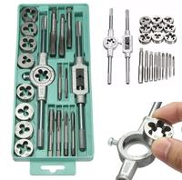 Jeu de 20 tarauds et filières métriques (M3-M12), kit d'outils de réparation de filetages internes et externes en acier allié robuste avec clé à taraud