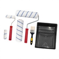Kit de peinture mural et de sol pour la maison, comprenant un ensemble d'outils manuels, des rouleaux de peinture en microfibre et plastique de 4 et 9 pouces, un plateau et une boîte de rangement OEM