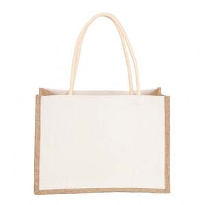 Sac de plage en toile de jute de grande taille avec poignées en coton doux pour les voyages, design personnalisé - Product Image 6
