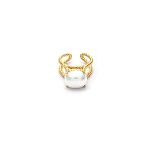 Anillos de Moda de Acero Inoxidable 316L con Baño de Oro PVD, Resistentes y Sostenibles, con Perla - Product Image 1