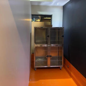 Kapalı kullanım evcil hayvan kafesi yuvarlak köşe modüler kafes sistemi paslanmaz çelik Pet hastane köpek kafesi - Product Image 3