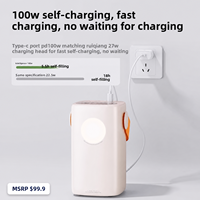 Batterie externe portable 60000mAh, charge rapide 100W PD, double type C, lampe torche LED, camping en plein air pour téléphone portable, ordinateur portable