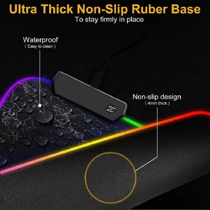 Tastiera per mouse con luce a LED retroilluminata RGB copri tastiera impermeabile in gomma tappetino da scrivania con superficie colorata Multi-Size per i giocatori - Product Image 4