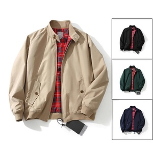 Chaqueta Bomber Retro Americana Estilo Tough Guy Personalizada para Trabajo, Diseño de Color Sólido para Primavera y Otoño, Chaqueta Holgada con Cuello Alto Versátil - Product Image 2