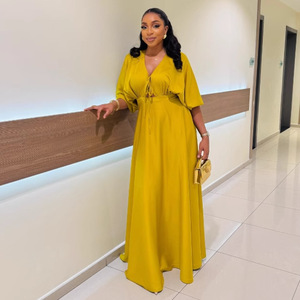 SH6520 <span class=keywords><strong>Abiti</strong></span> Estivi Trendy da Donna, Casual e Sexy con Scollo a V e Lacci, <span class=keywords><strong>Mezza</strong></span> <span class=keywords><strong>Manica</strong></span>, Tinta Unita, Vestiti <span class=keywords><strong>Lunghi</strong></span> da Donna, Abito Maxi - Product Image 5