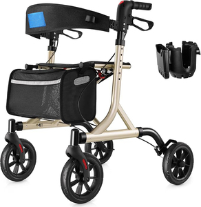 Asiento cómodo dorado Plegable Rolling Walker Rollator <span class=keywords><strong>Asistente</strong></span> móvil portátil para ancianos con diseño plegable - Product Image 1